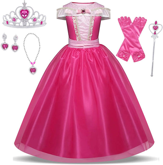 Little Girls Elegant Pink Princess Dress up Clothes Halloween Birthday Party Costumes Kids Girls Dresses