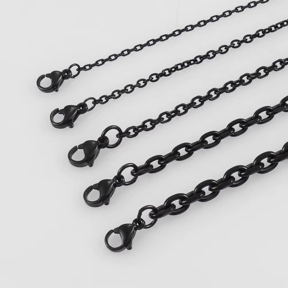 Hiphop Stainless Steel Black Rolo Link Chain Necklace 1.6/ 2.4/ 3/ 4/ 5Mm Bracelet Jewelry Accessories Choker Christmas Gifts