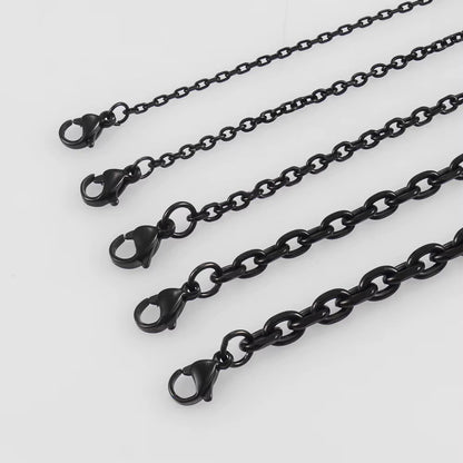 Hiphop Stainless Steel Black Rolo Link Chain Necklace 1.6/ 2.4/ 3/ 4/ 5Mm Bracelet Jewelry Accessories Choker Christmas Gifts