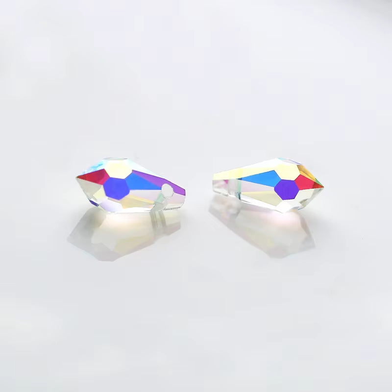 5.5X11Mm,6.5X13Mm Faceted Glass Teardrop Beads Pointed Back Multicolor Cross Hole Crystal Beads for Jewelry Making Wholesale