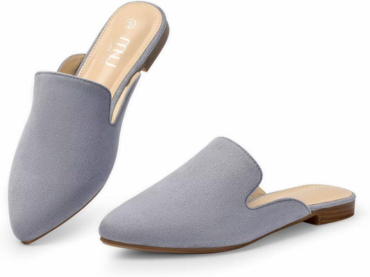 All-Season Women'S Mules：Pointed Toe Backless Loafers：Slip-On Dressy Comfortable Casual Office Business Flat Shoes for Working Women Aged 25-45