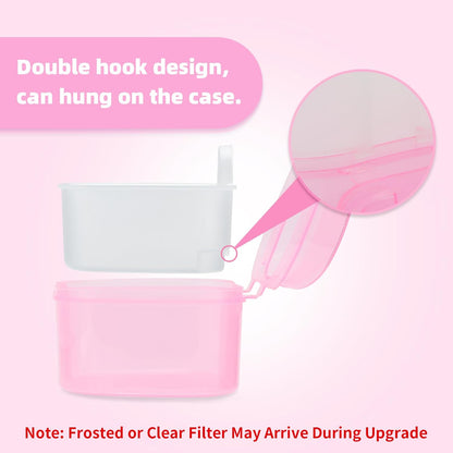 Dental Orthodontic Retainer Container Cleaning Case,Denture Bath Box Case Cup Holder, Mouthguard Storage Soaking Case - Pink