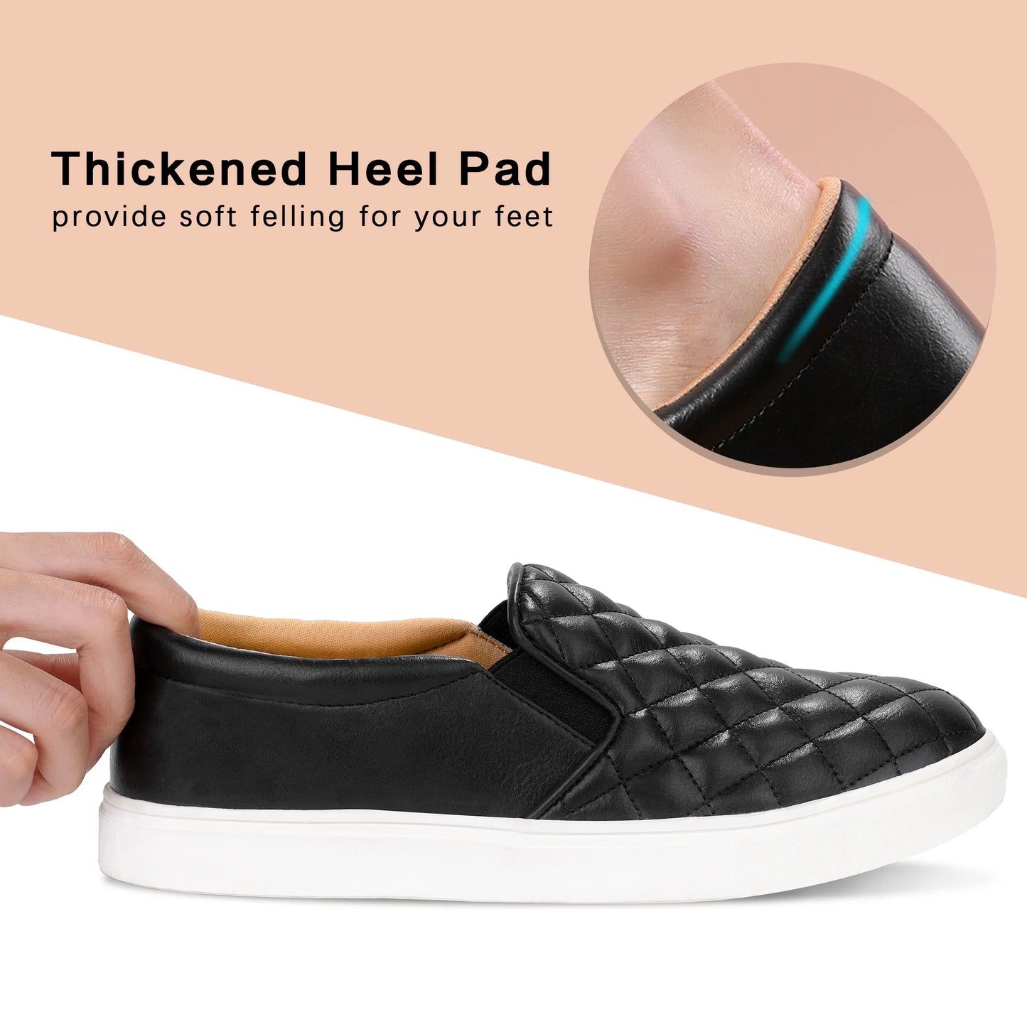 Womens Loafers Slip on Sneakers for Women Comfort Low Top Casual Shoes with Memory Foam Black Size 8.5