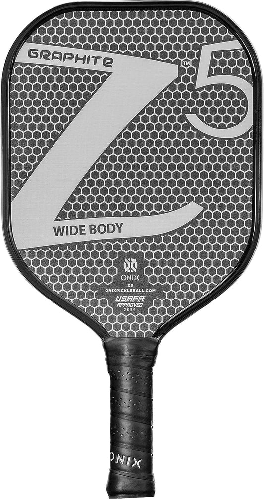 Graphite Z5 Pickleball Paddle (Graphite Carbon Fiber Face with Rough Texture Surface, Cushion Comfort Grip and Nomex Honeycomb Core for Touch, Control, and Power),White