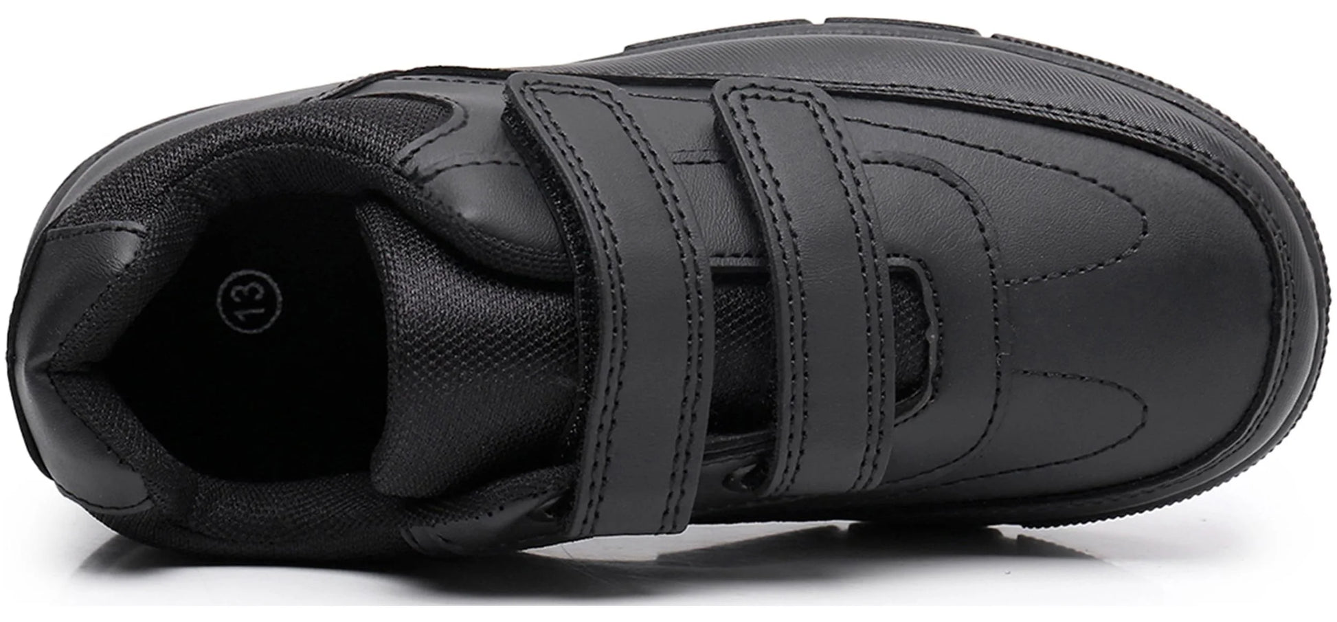 Boys School Uniform Dress Shoe Loafer Shoes Double Hook and Loop (Color : Black, Size : 5 Big Kid)