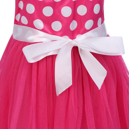 Girls' Polka Dots Princess Party Cosplay Pageant Fancy Costume Tutu Birthday Dress Up+Ears Headband