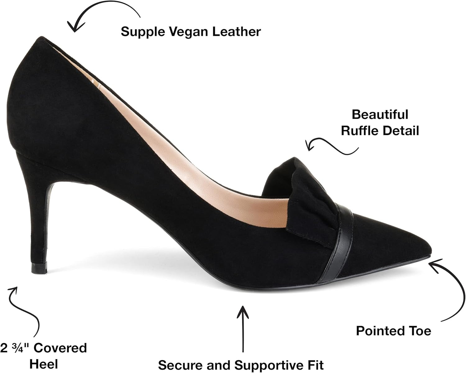 Journee Womens Marek Pointed Toe Mid Heel Pumps
