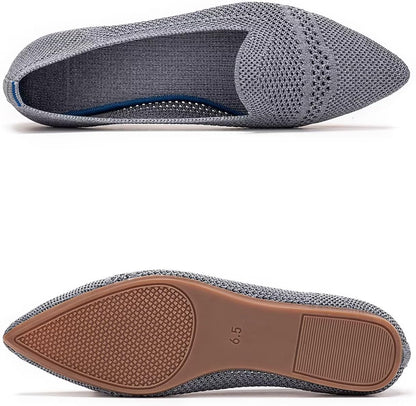 Womens Pointed Toe Flats Knit Dress Shoes Comfort Women Shoes Slip on Shoes for Woman Classic Softable Shoes Low Wedge