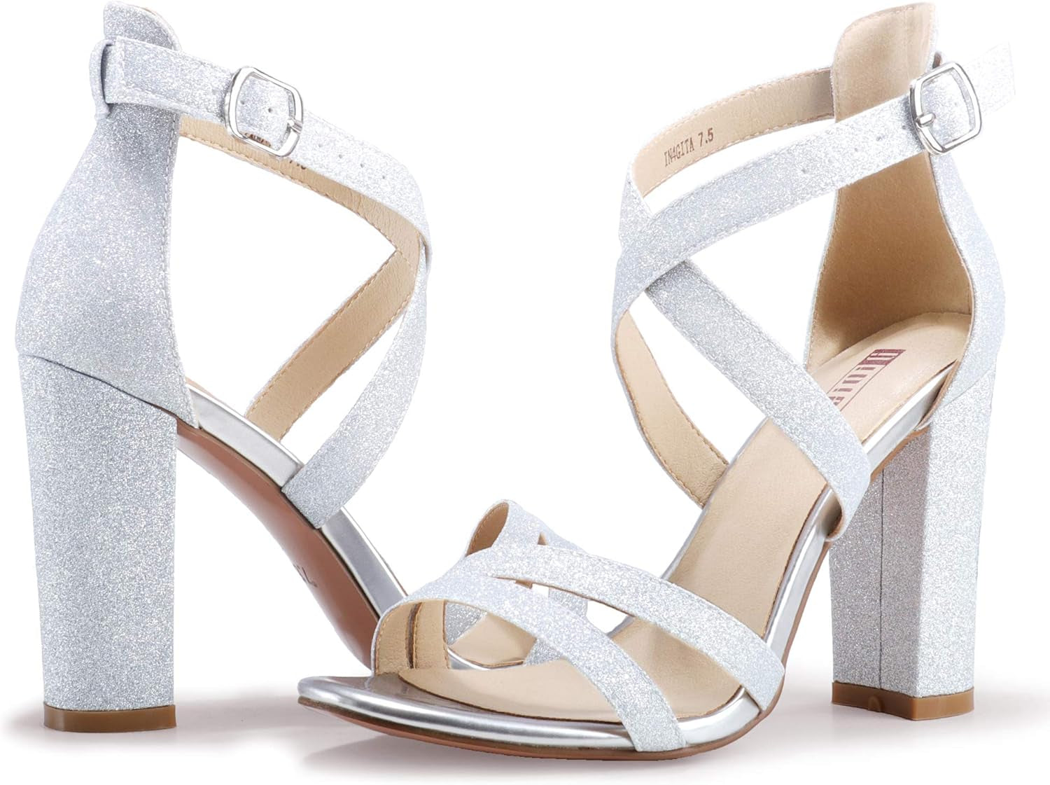 Women'S Chunky High Heel Sandal Strappy Open Toe Ankle Strap Dress Shoes for Women Bridesmaid Ladies in Wedding Bridal Evening Homecoming Prom