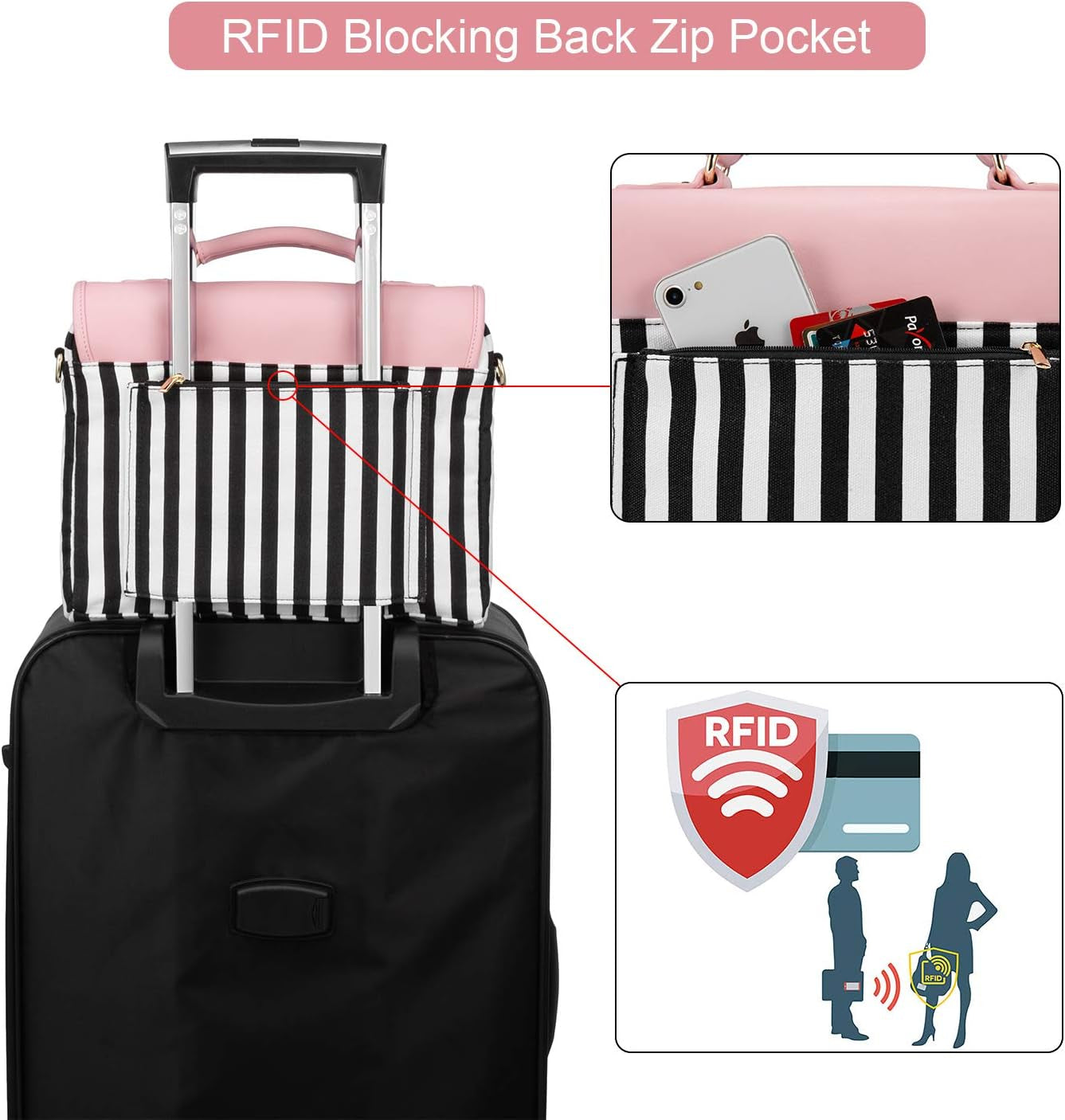 Computer Bag for Women Laptop Messenger Bag for Work College, Slim-Pink, 15.6-Inch