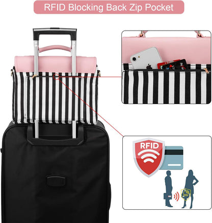 Computer Bag for Women Laptop Messenger Bag for Work College, Slim-Pink, 15.6-Inch