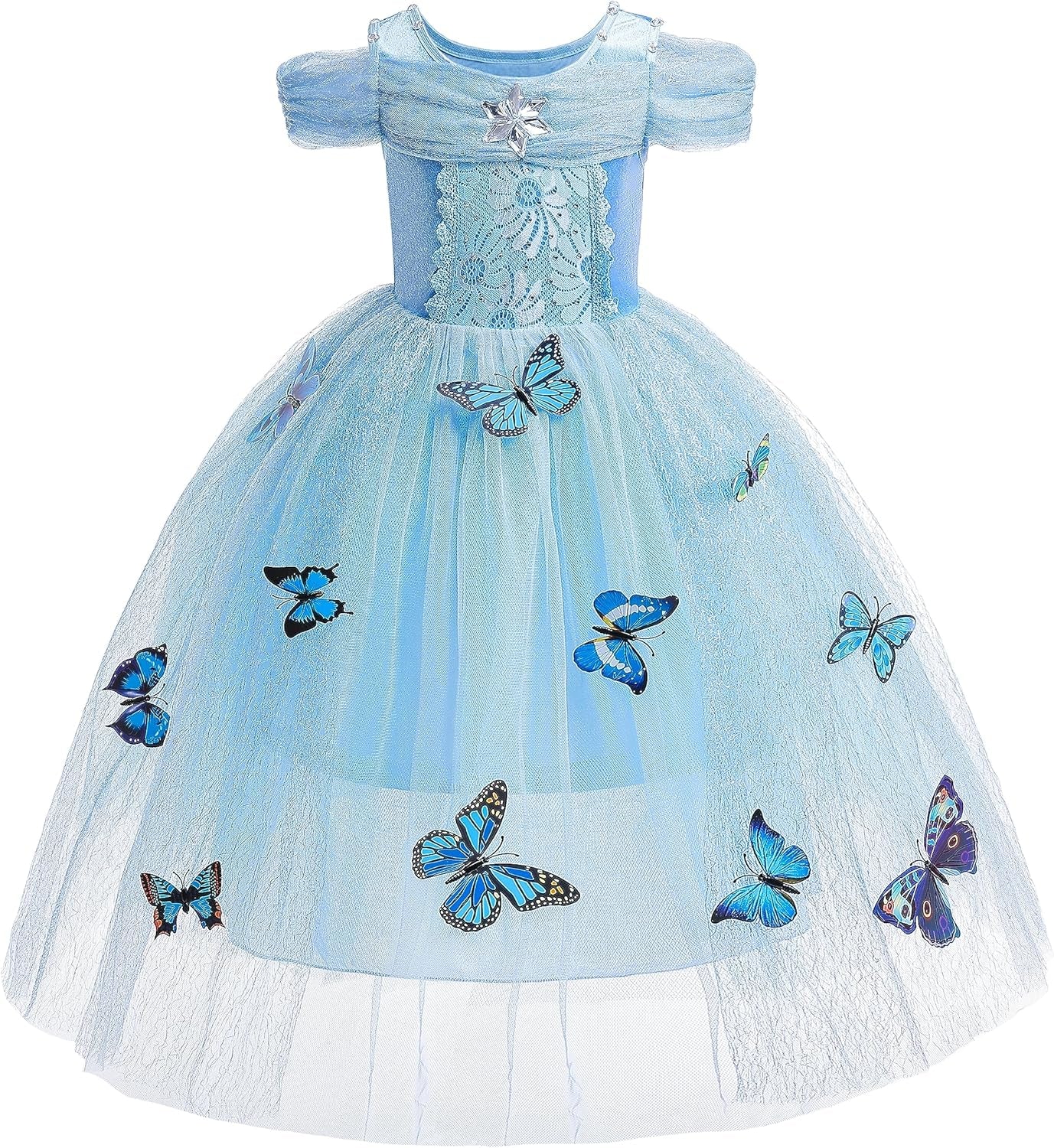 Girls' Princess Dress Costume Christmas Halloween Fancy Dresses up Butterfly Size 4T Blue