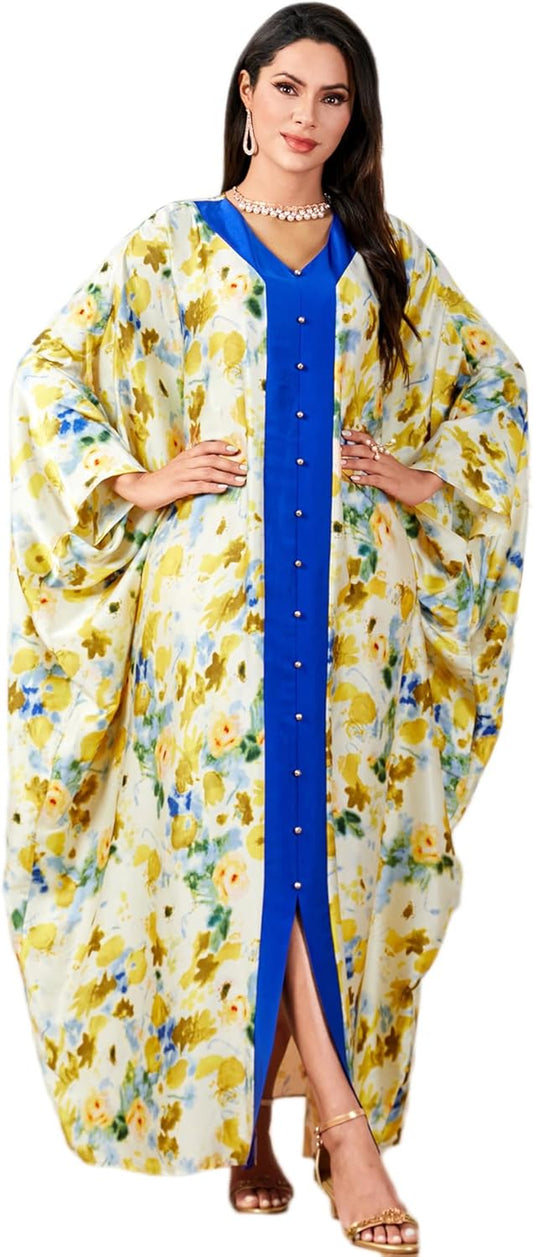 Women Muslim Maxi Dress Abaya - Lady Long Sleeve Maxi Dress Dubai Gown Jalabiya One Size