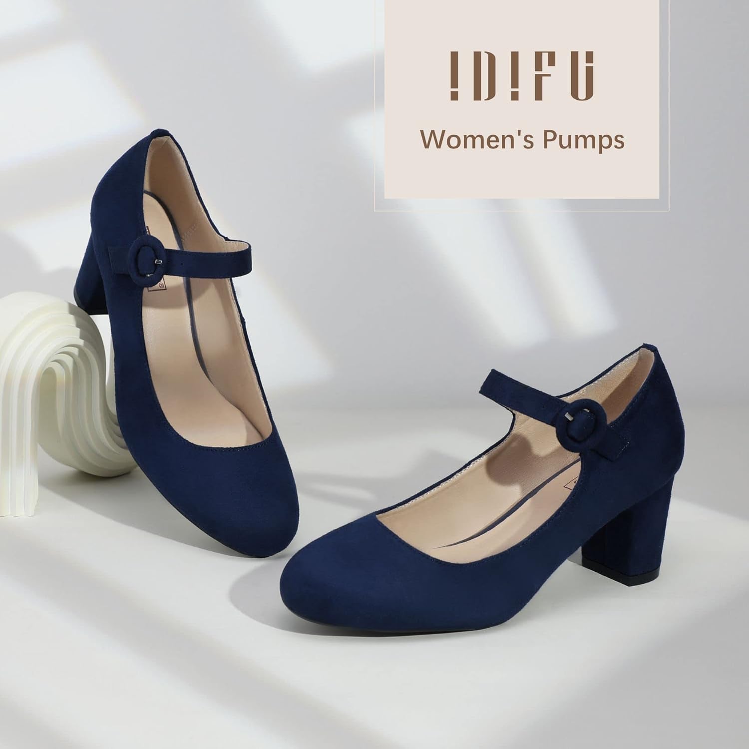 Women'S Candy Dress Mary Jane Shoes Low Block Heels Closed round Toe Office Work Church Wedding Pumps