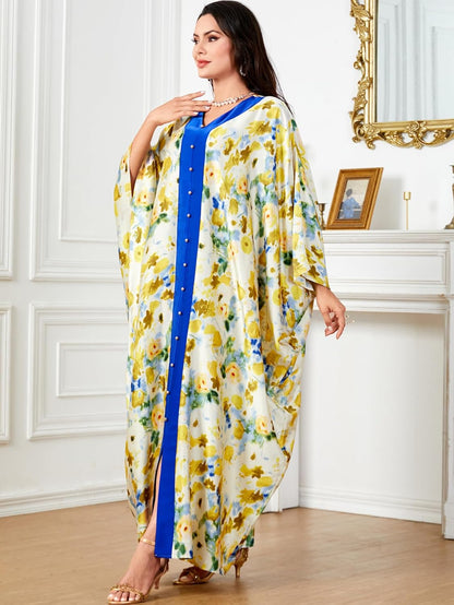 Women Muslim Maxi Dress Abaya - Lady Long Sleeve Maxi Dress Dubai Gown Jalabiya One Size
