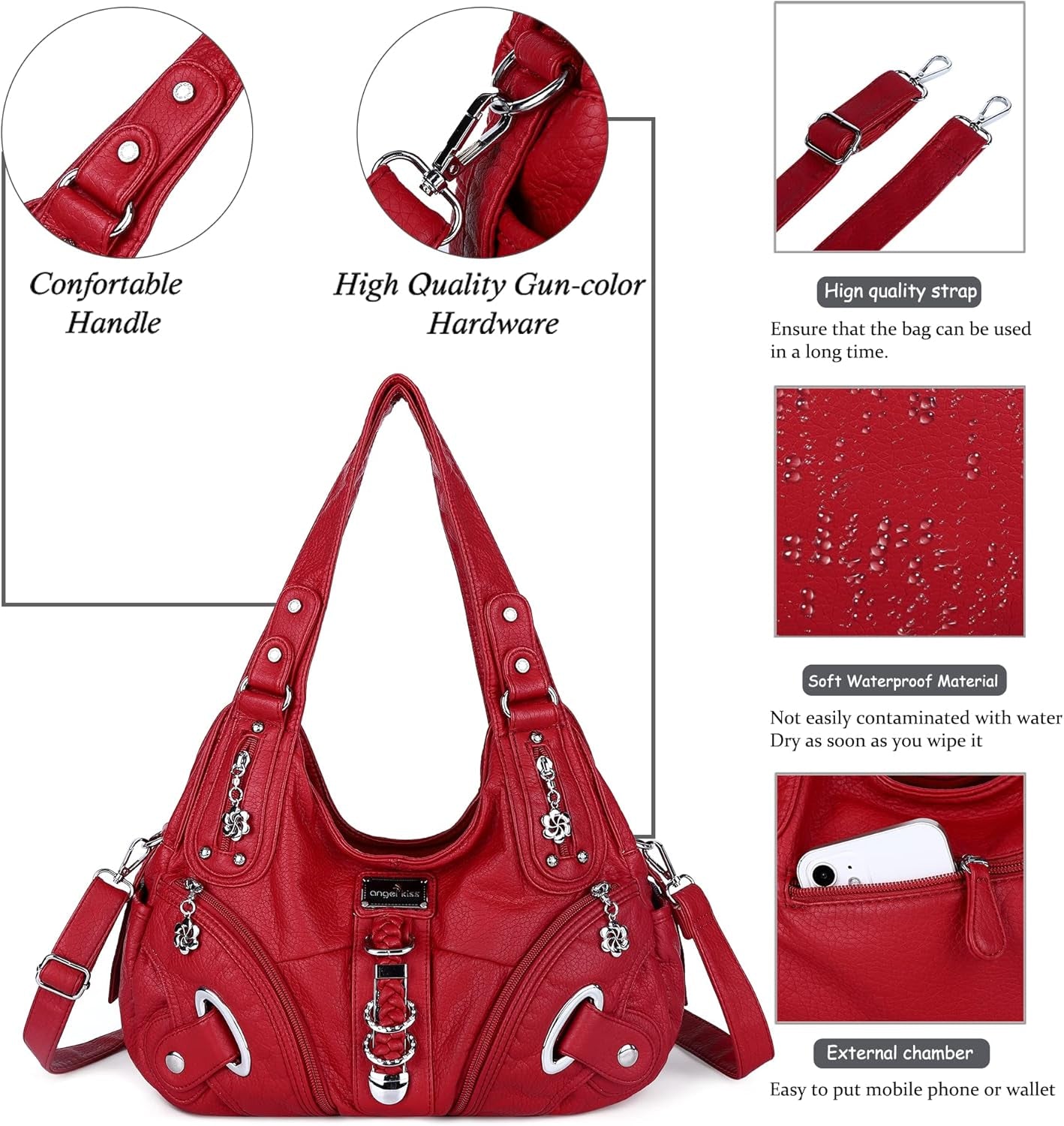 Angelkiss Hobo Purses and Handbags for Women Satchel Handbag Women Purses Large Daily Shoulder Bags