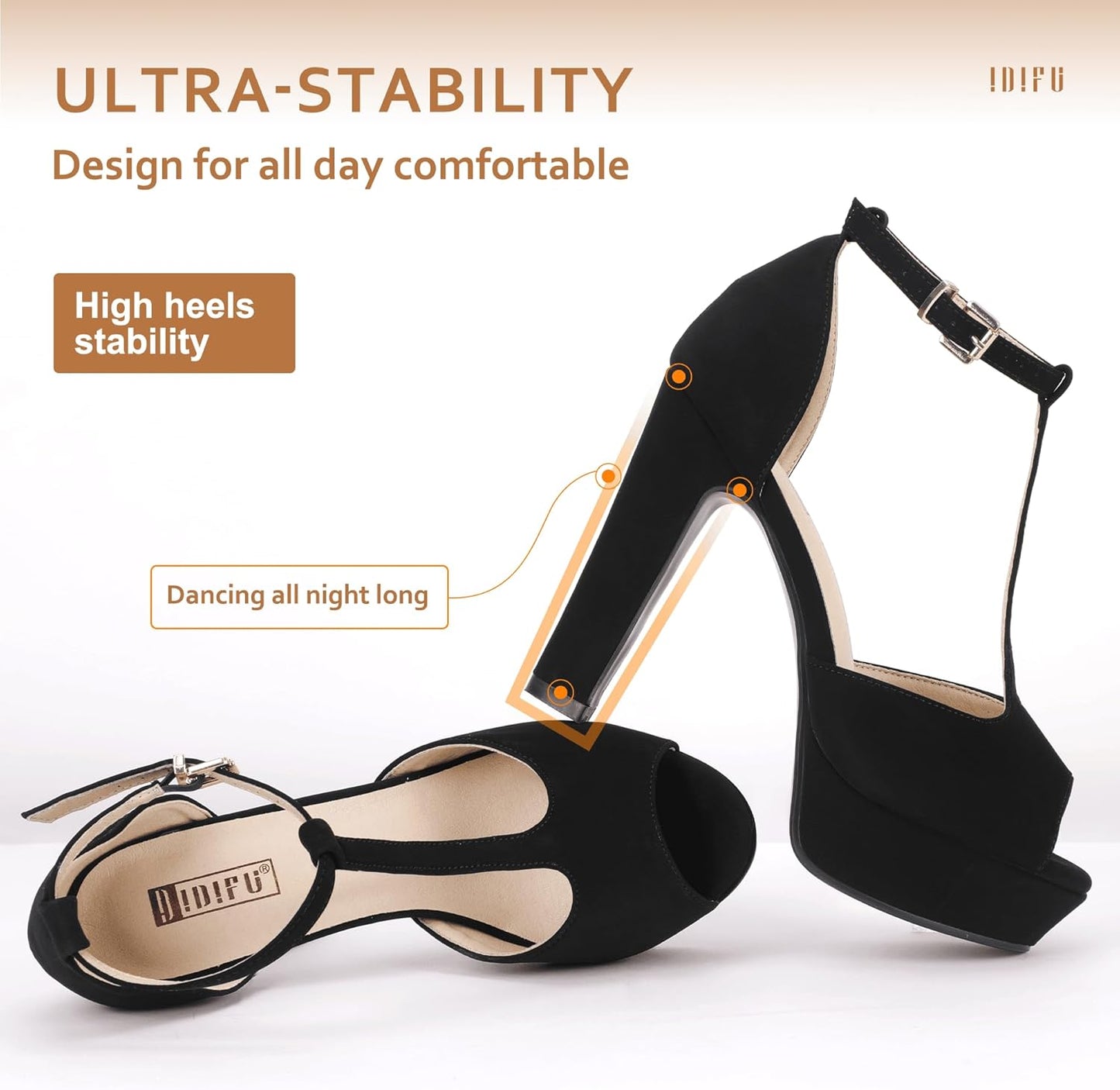Women'S IN5 Polly Platform Chunky High Heels T-Strap Sexy Sandals Peep Toe Wedding Party Prom Dress Shoes for Women Bride