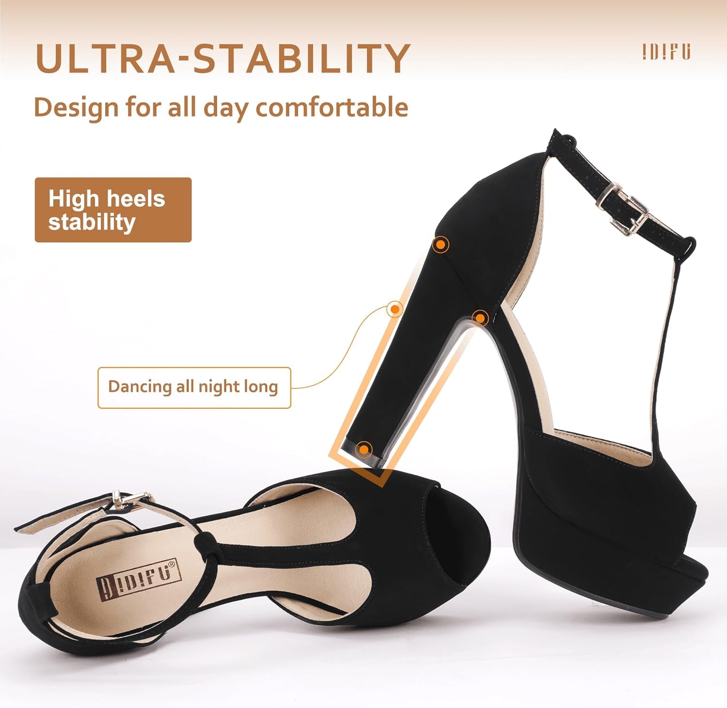 Women'S IN5 Polly Platform Chunky High Heels T-Strap Sexy Sandals Peep Toe Wedding Party Prom Dress Shoes for Women Bride