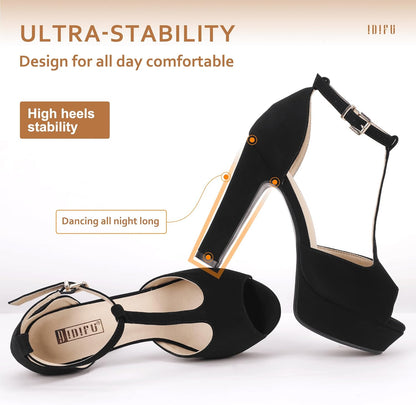 Women'S IN5 Polly Platform Chunky High Heels T-Strap Sexy Sandals Peep Toe Wedding Party Prom Dress Shoes for Women Bride