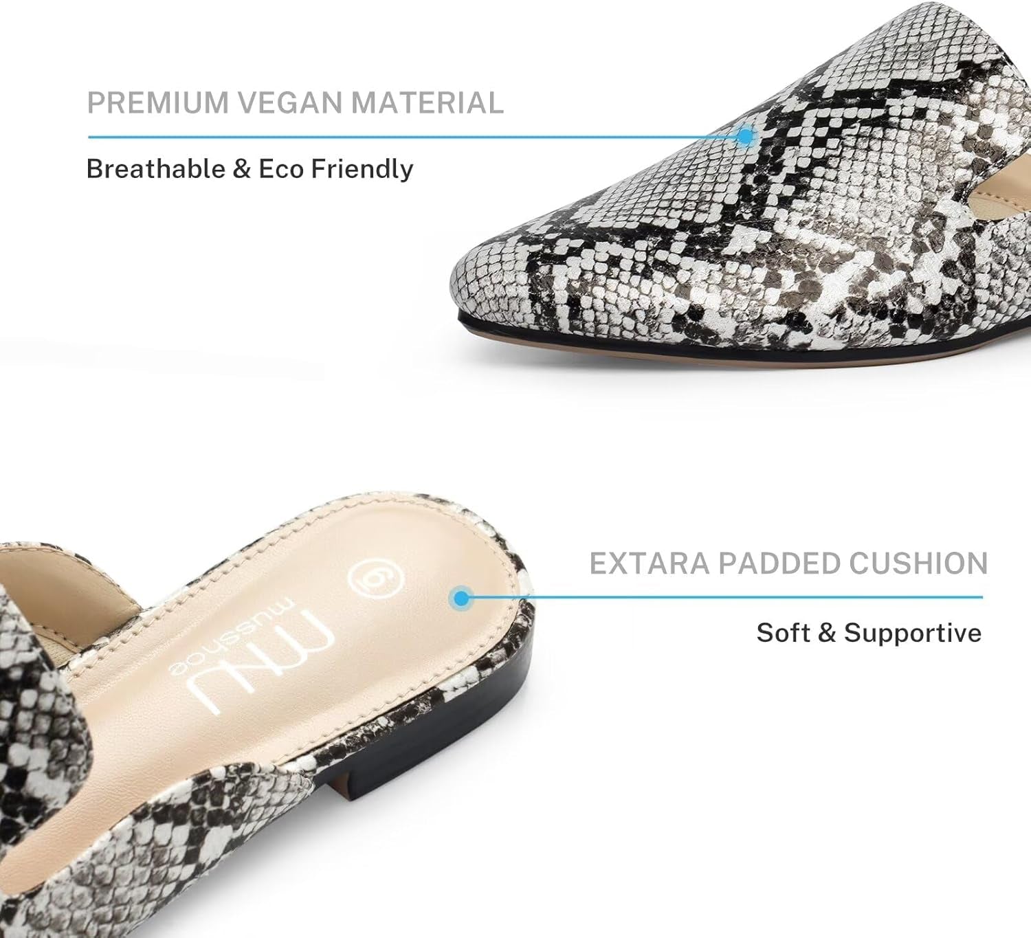 All-Season Women'S Mules：Pointed Toe Backless Loafers：Slip-On Dressy Comfortable Casual Office Business Flat Shoes for Working Women Aged 25-45