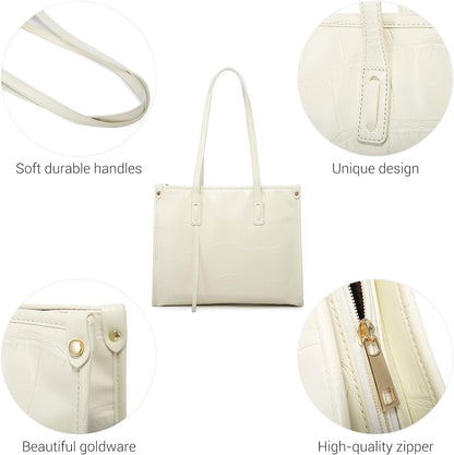 Purses for Women Fashion Tote Handbags Coach Satchel Shoulder Bags Wallet Set 3Pcs Black with Top Handle