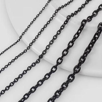 Hiphop Stainless Steel Black Rolo Link Chain Necklace 1.6/ 2.4/ 3/ 4/ 5Mm Bracelet Jewelry Accessories Choker Christmas Gifts