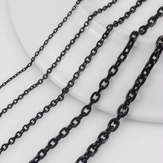 Hiphop Stainless Steel Black Rolo Link Chain Necklace 1.6/ 2.4/ 3/ 4/ 5Mm Bracelet Jewelry Accessories Choker Christmas Gifts