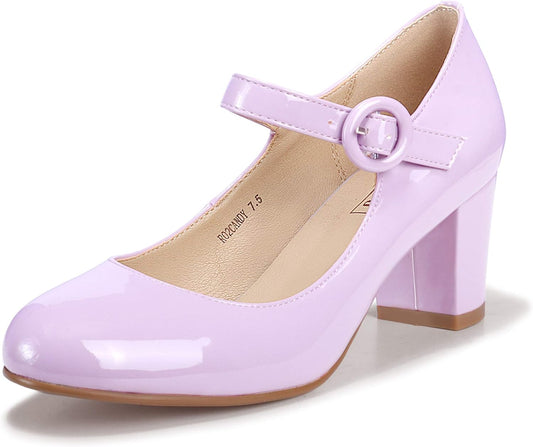Women'S Candy Dress Mary Jane Shoes Low Block Heels Closed round Toe Office Work Church Wedding Pumps