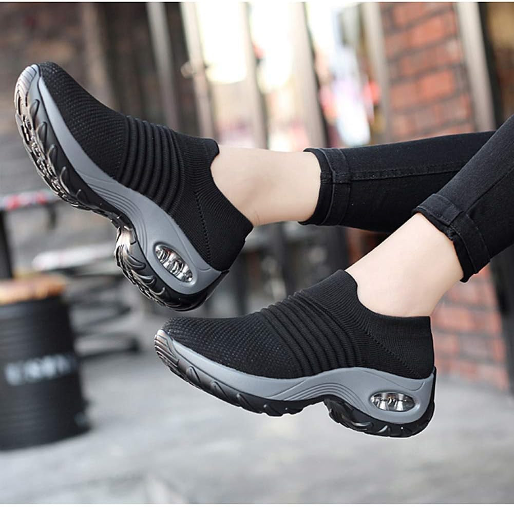 Women'S Walking Shoes Sock Sneakers - Mesh Slip on Air Cushion Lady Girls Modern Jazz Dance Easy Shoes Platform Loafers