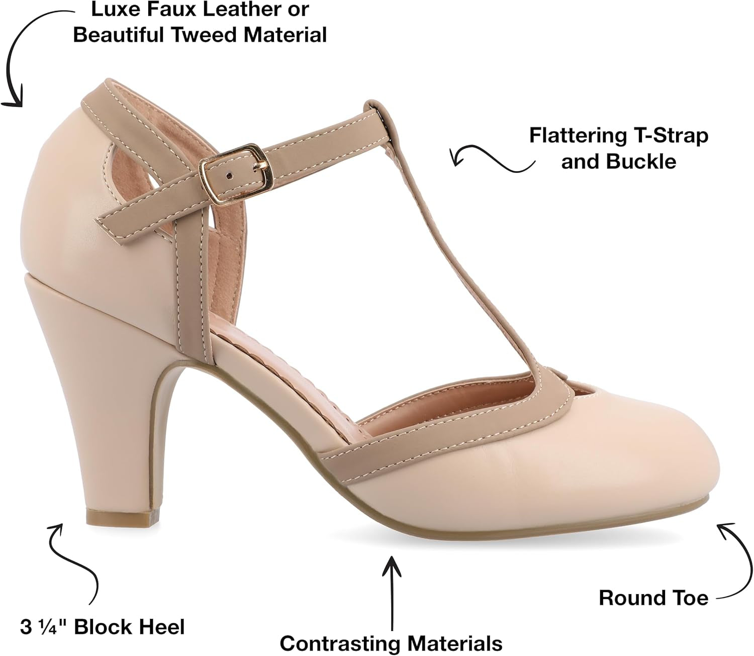 Women'S Olina Classic Mary Jane Pumps with T-Strap and Buckle Closure
