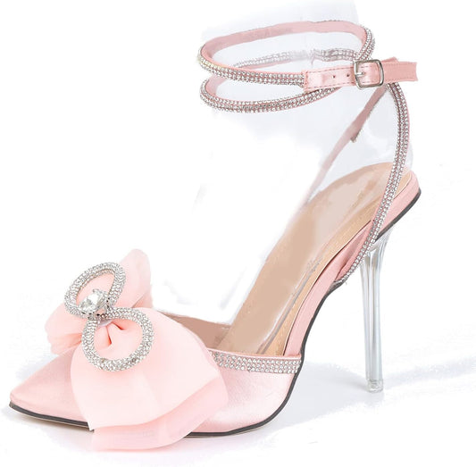Women'S Stiletto Ankle Strap Evening Dress Pump Heel Sandals Pink