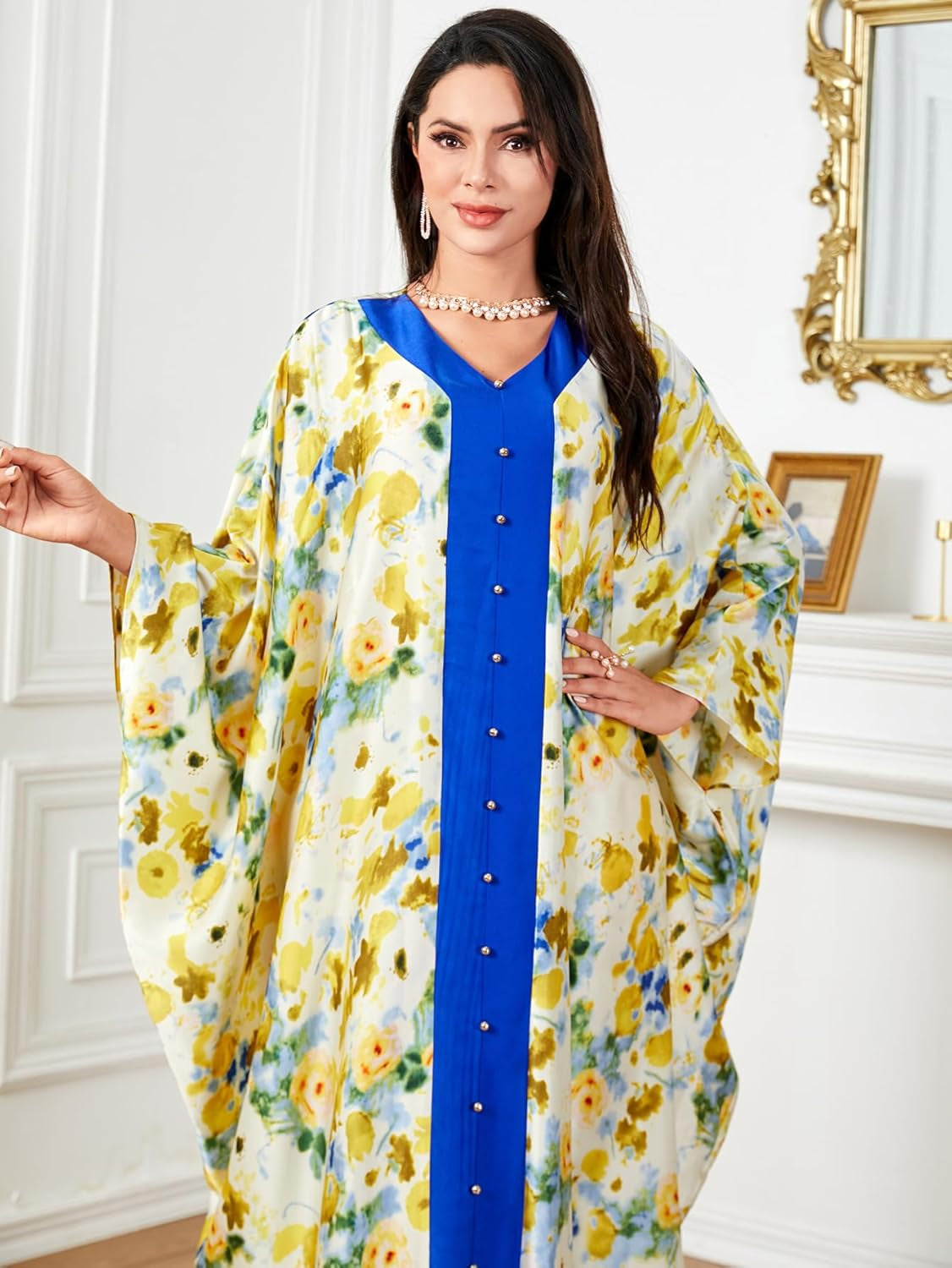 Women Muslim Maxi Dress Abaya - Lady Long Sleeve Maxi Dress Dubai Gown Jalabiya One Size