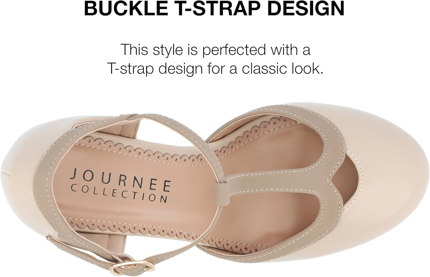 Women'S Olina Classic Mary Jane Pumps with T-Strap and Buckle Closure