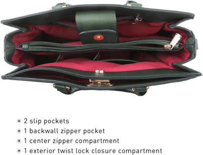 Women Handbags Purses Ladies Work Purse Satchel Tote Top Handle Shoulder Bags with Matching Clutch