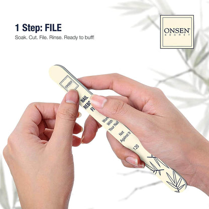 Secret Nail Care Kit - Japanese Nail Buffer and Shine Kit - Strengthening & Shining - Spa-Quality Manicure - Organic Ingredients - Long-Lasting Shine - Easy & Safe - W/Cuticle Care Serum - 1Pk