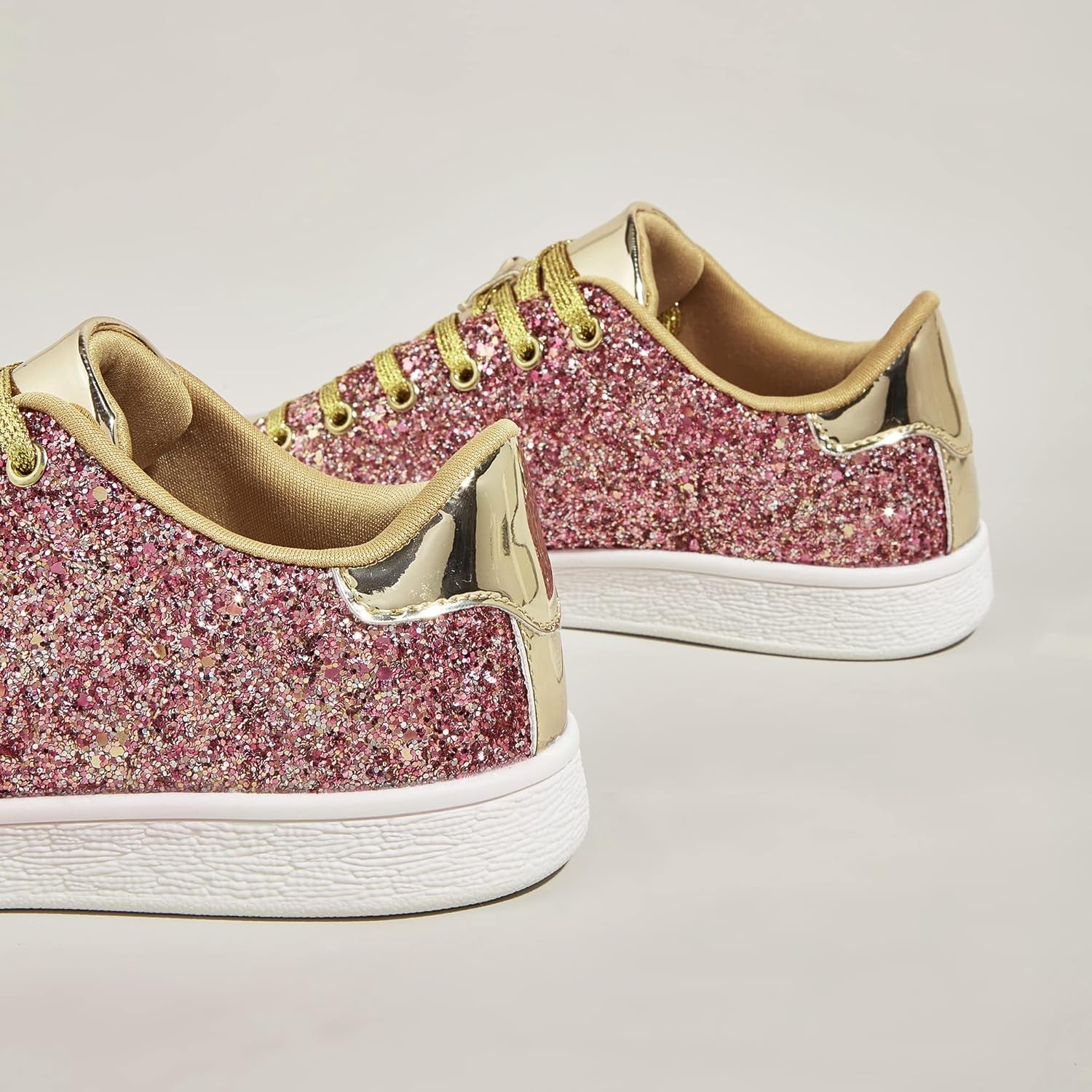 Glitter Shoes Sparkly Bling Shiny Bedazzled Lace up Fashion Sneakers for Women