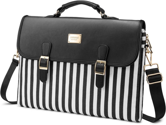 Computer Bag Laptop Bag for Women Cute Laptop Messenger Bag for Work College, Slim-Black, 15.6-Inch