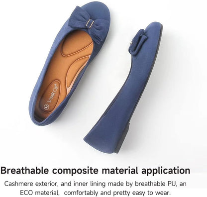 Women’S Flats Comfortable Flats Shoes Women Cute Dressy Bow Ballet Flats for Women Navy Blue Size 10