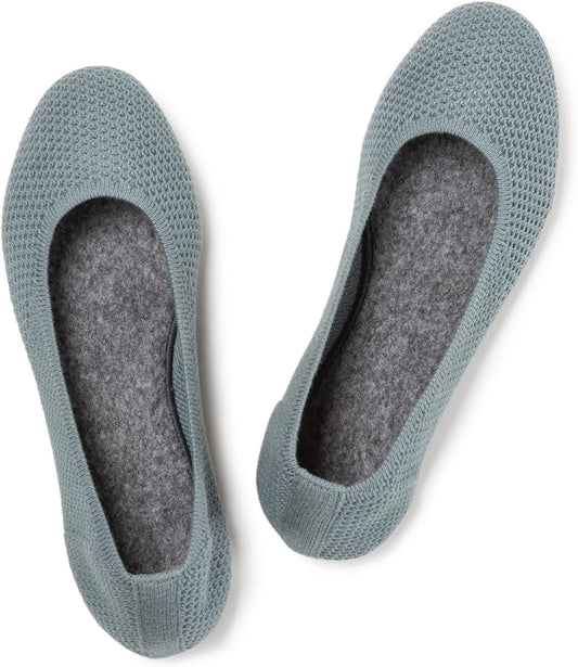 Women’S Ballet Flat Shoes Knit Dress Shoes round Toe Slip on Ballerina Flats for Woman Low Wedge Comfort Soft