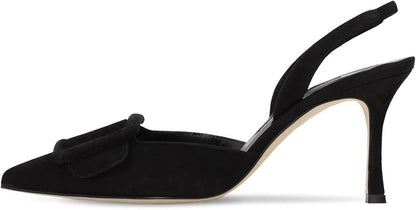 Slingback Pumps, Women'S Pointed Toe Stiletto Pumps Buckle High Heeled Sandals Office Lady Casual Party Wedding Shoes