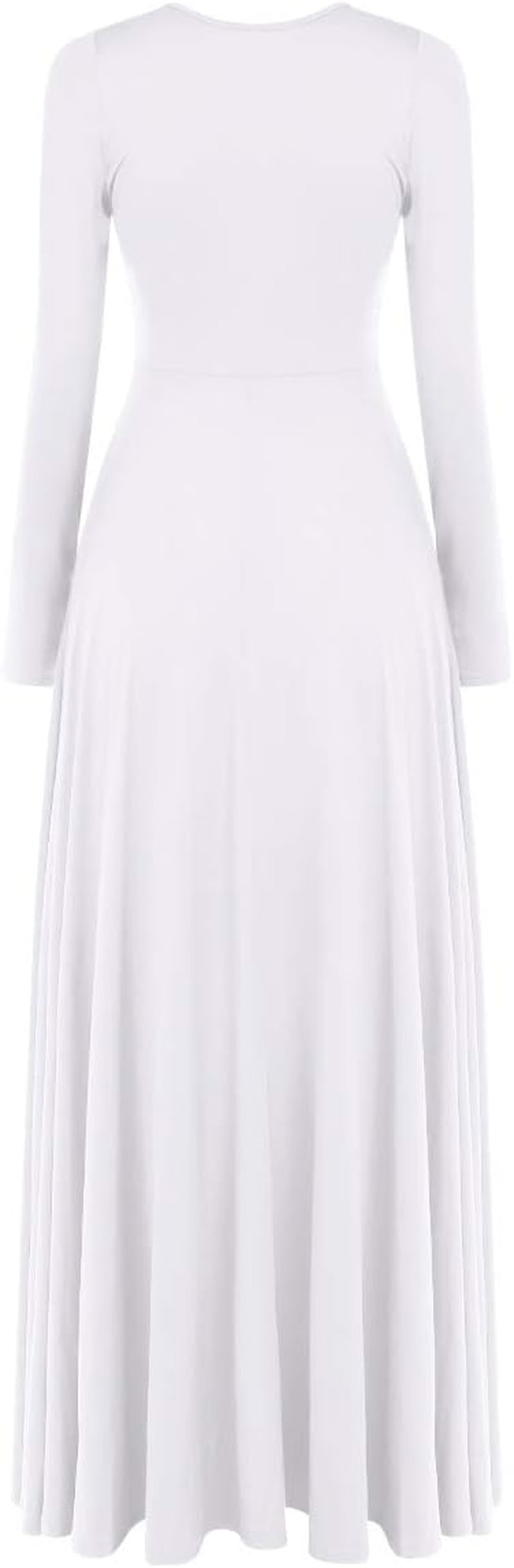 Women Metallic Bi Color Liturgical Praise Dance Dress Long Sleeve Lyrical Dancewear Church Maxi Robe Worship Costume