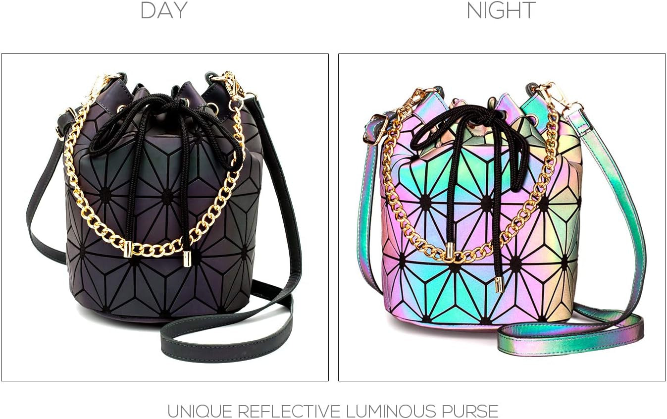 Geometric Luminous Purses Handbags Holographic Crossbody Shoulder Bag