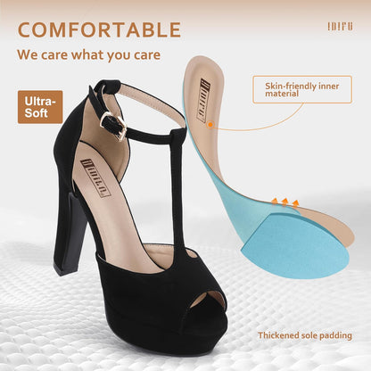 Women'S IN5 Polly Platform Chunky High Heels T-Strap Sexy Sandals Peep Toe Wedding Party Prom Dress Shoes for Women Bride