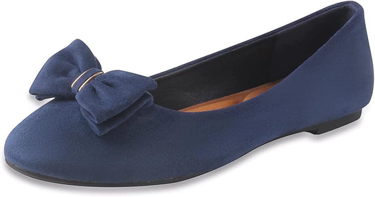 Women’S Flats Comfortable Flats Shoes Women Cute Dressy Bow Ballet Flats for Women Navy Blue Size 10