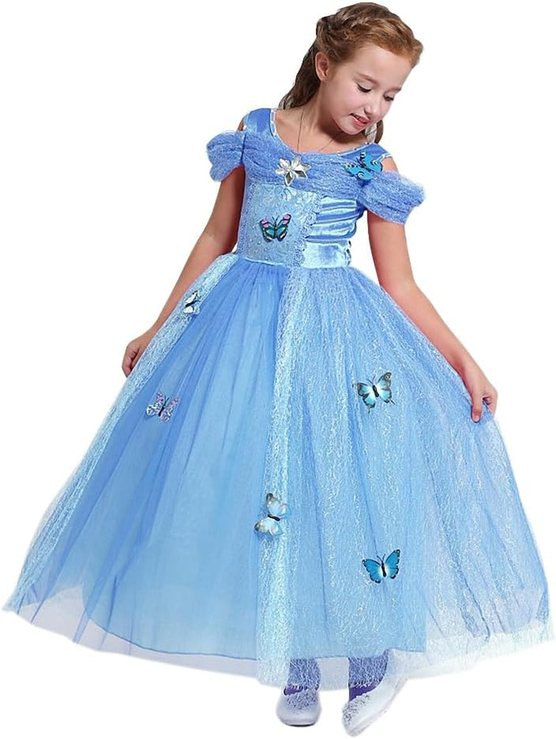 Girls' Princess Dress Costume Christmas Halloween Fancy Dresses up Butterfly Size 4T Blue