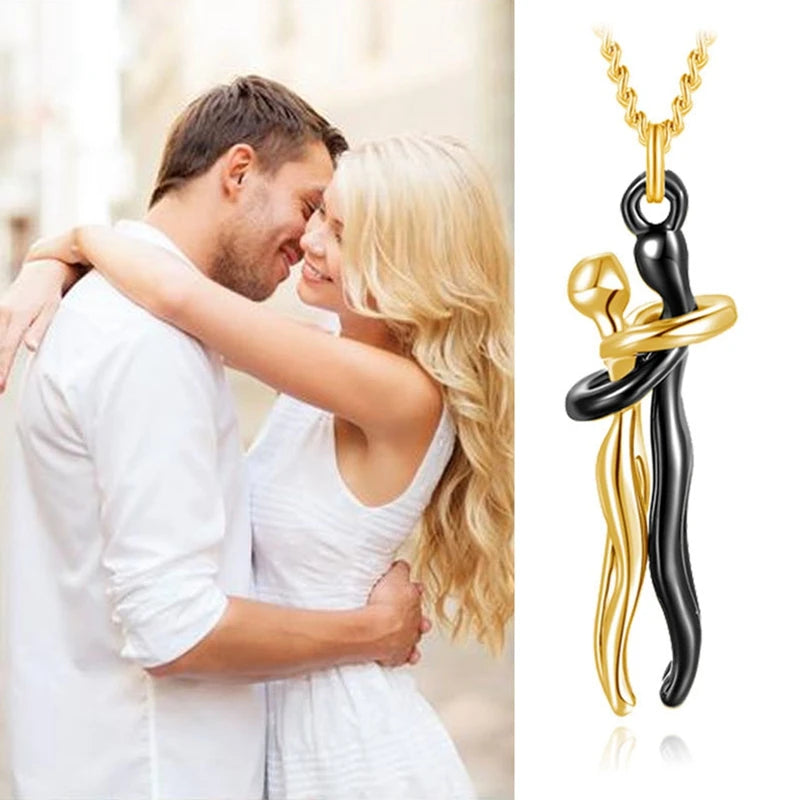 Fashion Couple Hug Pendant Necklace for Women Girls Wedding Chain Necklaces Party Valentine'S Day Fashion Jewelry Gifts