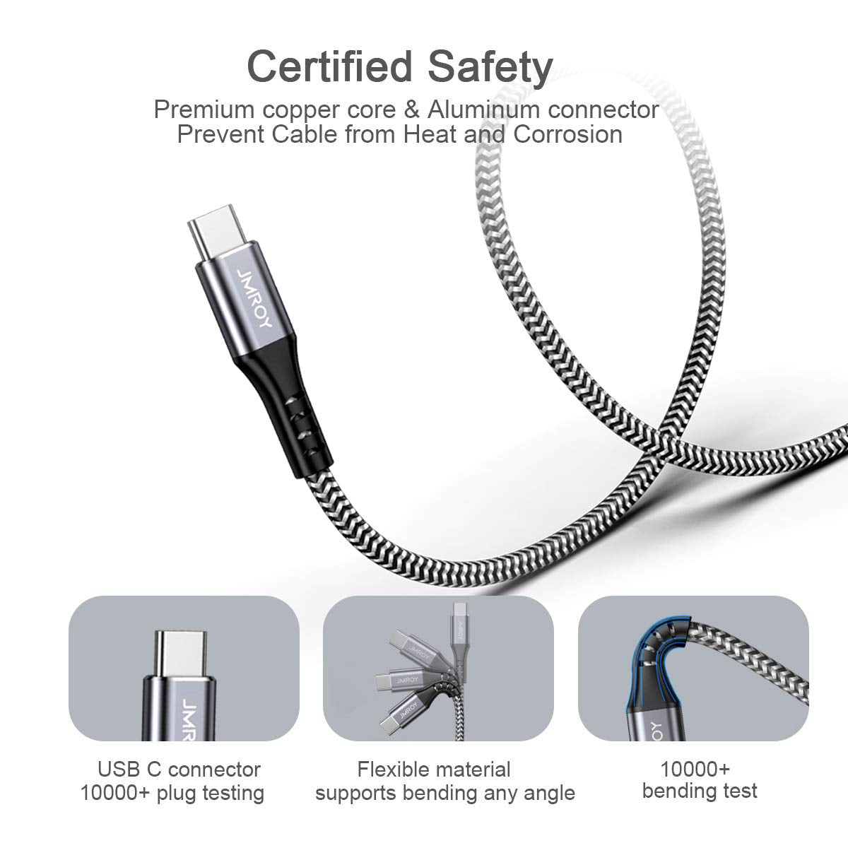 USB C Cable, [10FT] QC 3.0 Fast Charging USB Type C Cable,Braided Phone Charger USB-C Cable for Samsung Galaxy S10 S9 S8 plus Note 10, Huawei P20, P10, LG G7 Google Pixel Moto Sony Xperia Etc