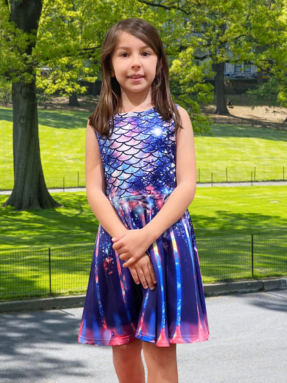 Mermaid Dress Girls Kids Summer Sleeveless Sundress Birthday Outfit Twirly Party Clothes 4-13 Years
