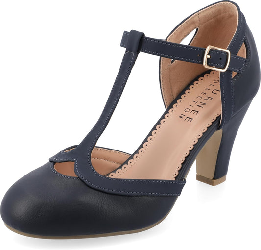 Women'S Olina Classic Mary Jane Pumps with T-Strap and Buckle Closure
