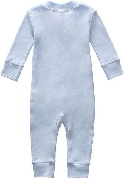 Organic Cotton Baby Boy Girl Zip up Sleep 'N Play Pjs, Footless, Long Sleeve